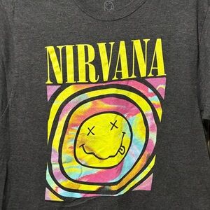 NIRVANA Black Smiley Logo Tee
